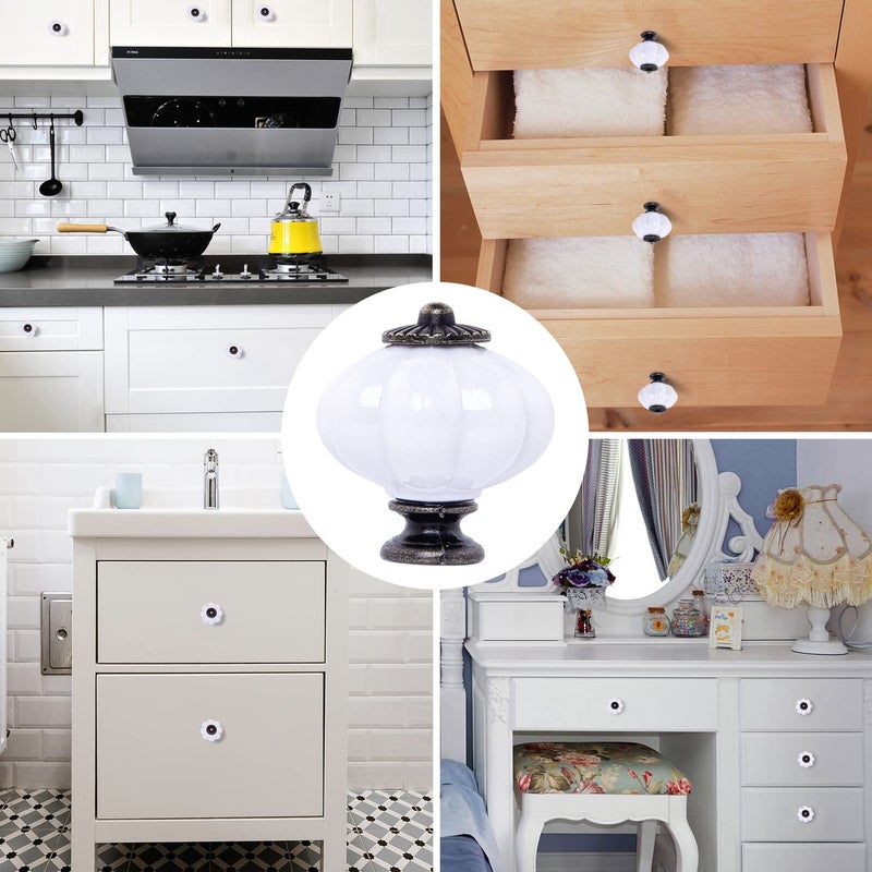 IEIK Acrylic Pumpkin Knobs, White Cabinet knobs Set of 10 Vintage Decorative Handles Pulls for Doors, Closet, Drawers, Dresser, Cupboard, Kitchen Furniture or Kids Room - Image 3